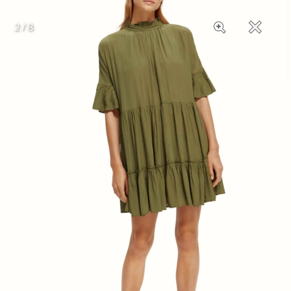 Scotch & Soda Green Ruffle Tiered Dress